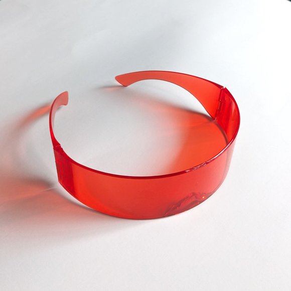 Red Futuristic Wrap Around Cyclops Festival Unisex Sunglasses Cyber Superhero - Picture 8 of 10